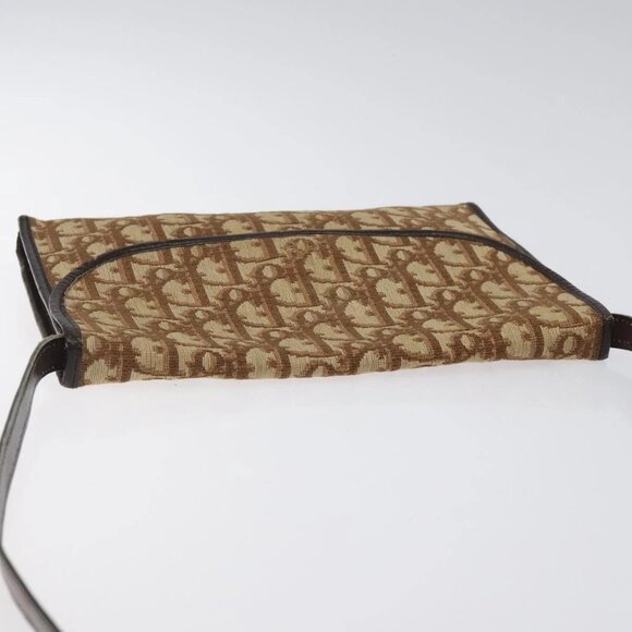 Christian Dior Trotter Canvas Shoulder Bag Brown Gold Auth - Picture 7 of 16